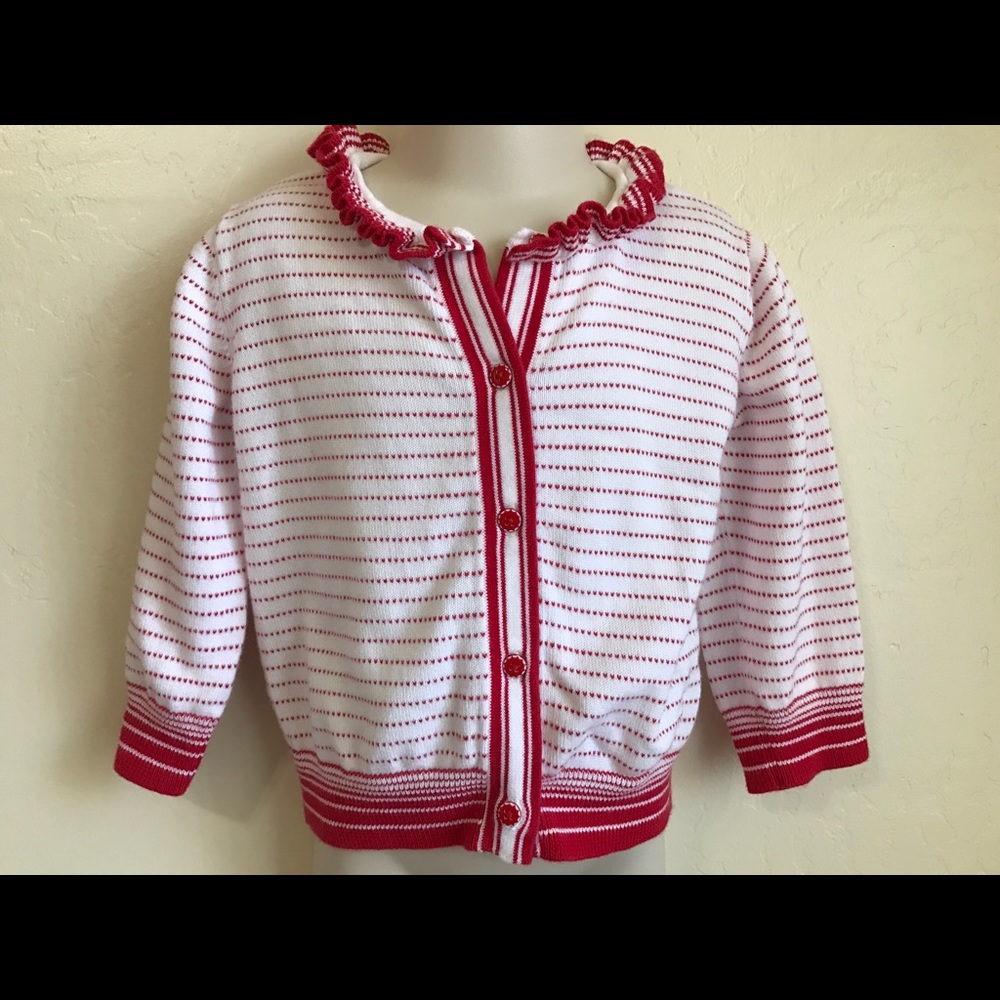 Janie and jack girls red and white sweater 18/24